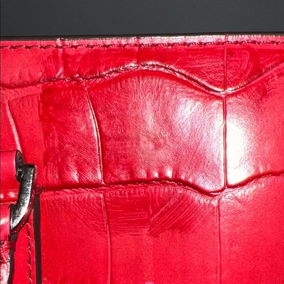 Michael Kors Red Croc-Embossed Satchel - Picture 7 of 7